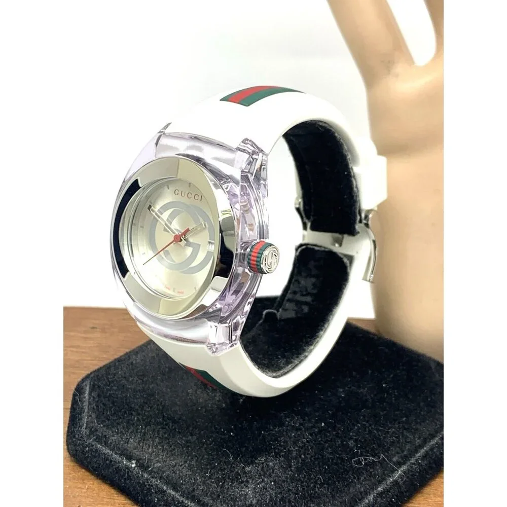 GUCCI Women's Watch SYNC YA137302 Swiss Quartz White Rubber Band 36mm - Picture 2 of 14